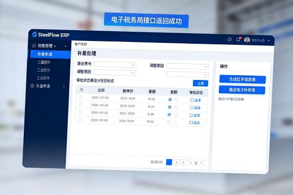 ERP系统如何帮助钢贸企业应对税务合规挑战?(图3) 钢贸补差流程_红冲留痕_SteelFlow.jpg