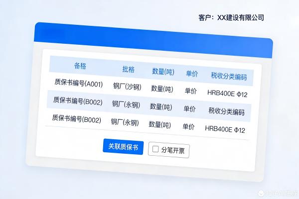 ERP系统如何帮助钢贸企业应对税务合规挑战?(图2) 钢贸批次开票_质保书关联_SteelFlow.jpg