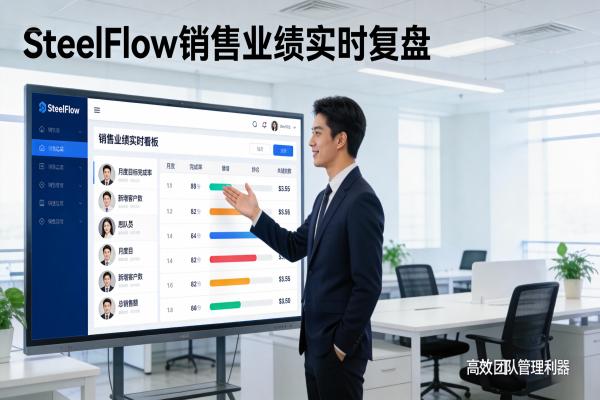 ERP系统如何帮助钢贸企业实现销售业绩的实时考核?(图1) 钢贸销售业绩_实时看板_SteelFlow.jpg