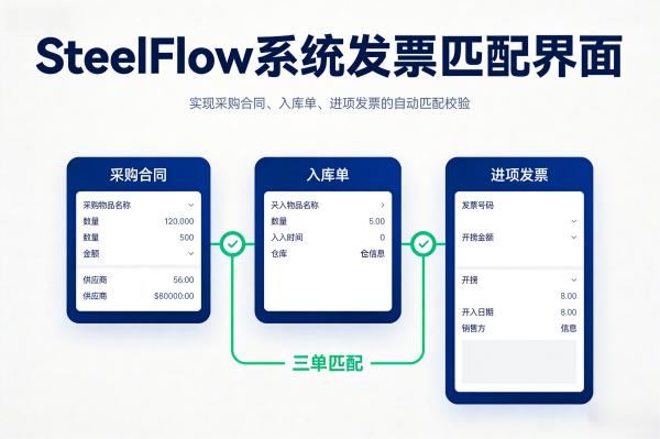 钢贸企业如何通过ERP系统实现发票的自动匹配与核销?(图2) 三单匹配_智能核销_SteelFlow.jpg