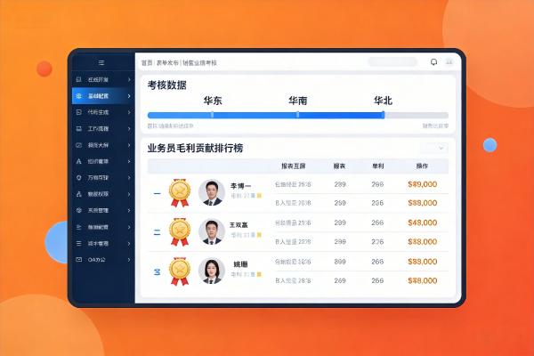 销售数据如何分析?ERP多维度销售分析看板(图3) 区域与人员业绩考核排行榜_销售考核分析_SteelFlow.jpg