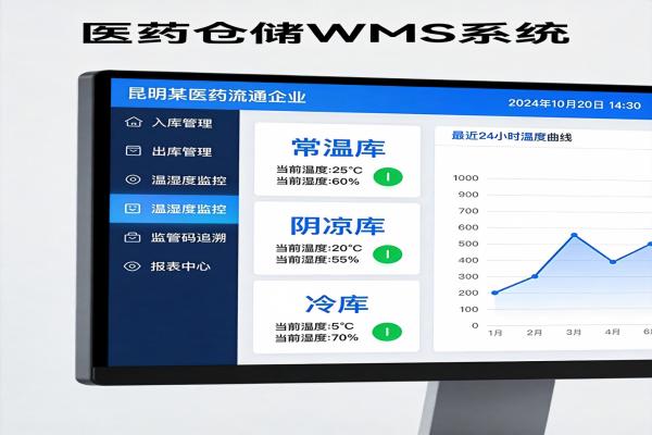 昆明某医药流通WMS案例:GSP合规与温湿度自动监控(图1) 壹博WMS系统_GSP温湿度监控界面_WMS.jpg