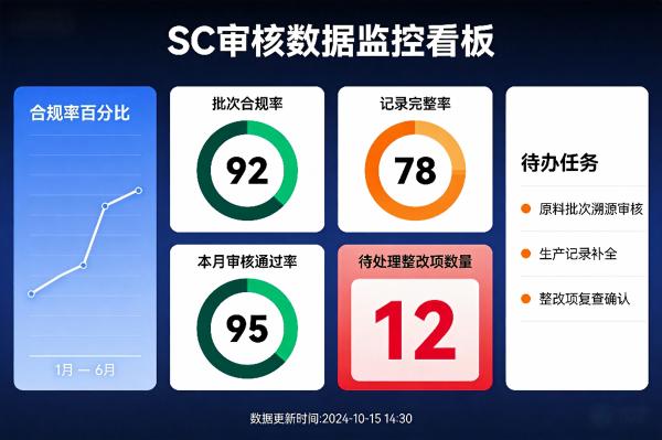 食品企业SC认证生产记录电子化方案:壹博FoodMES助力合规达标(图3) 食品SC认证_审核看板_FoodMES.jpg