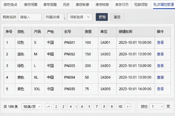 WMS批次属性管理：颜色/尺码/产地等多维度细分