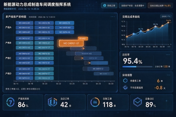 新能源动力总成插单调度方案：紧急插单秒级动态重排